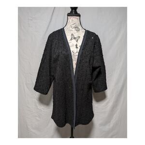 Apt. 9 Women's Black Sweater Cardigan Sequins Nubby Knit Mesh Strip Size 0X